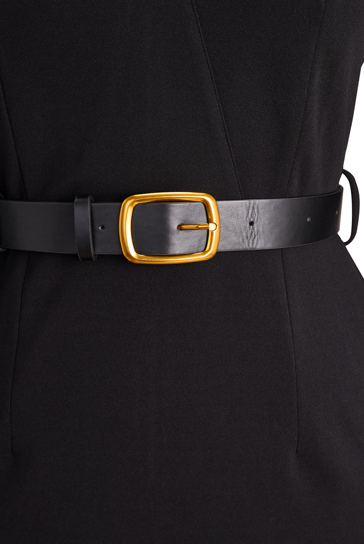 Camille™ | Black Belted Sheath Dress
