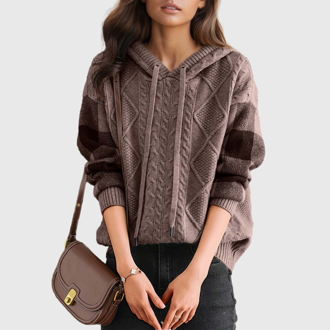 Emily | Cable Knit Hoodie Sweater