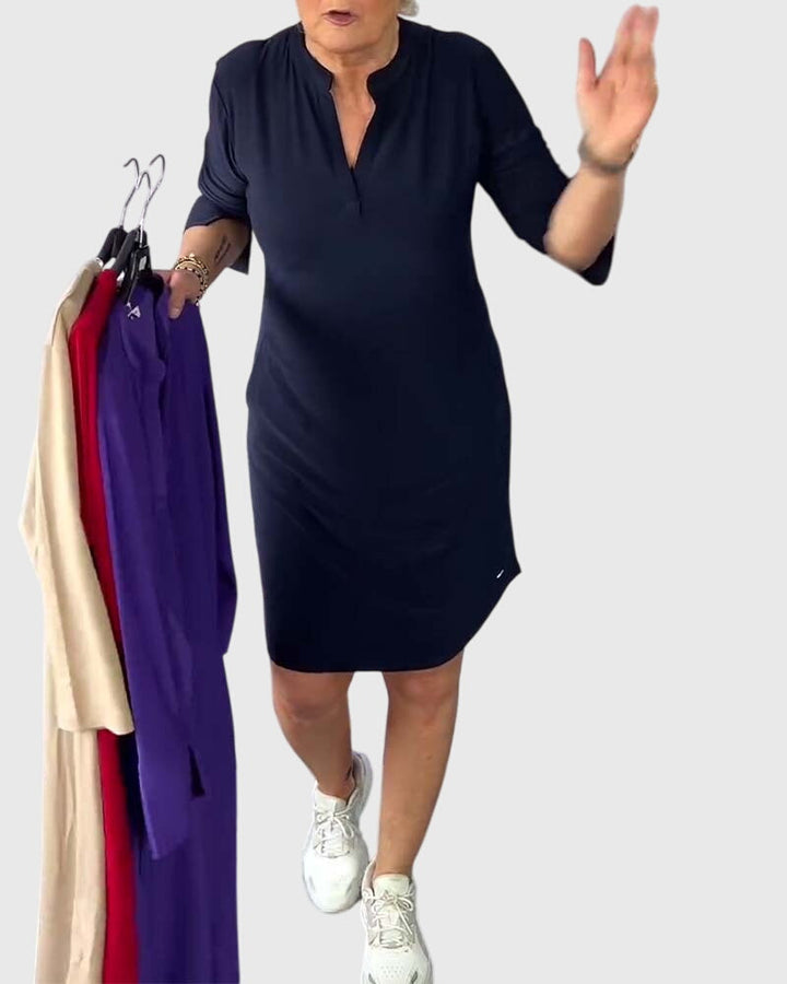 Helen | Solid V-Neck Dress