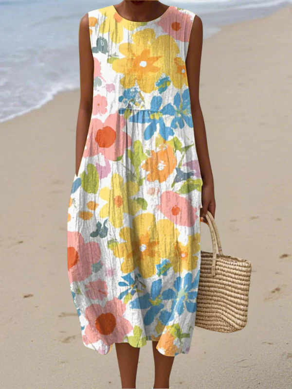 Ella | Pastel Floral Midi Dress