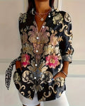 Printed Collar Shirt Button-Up