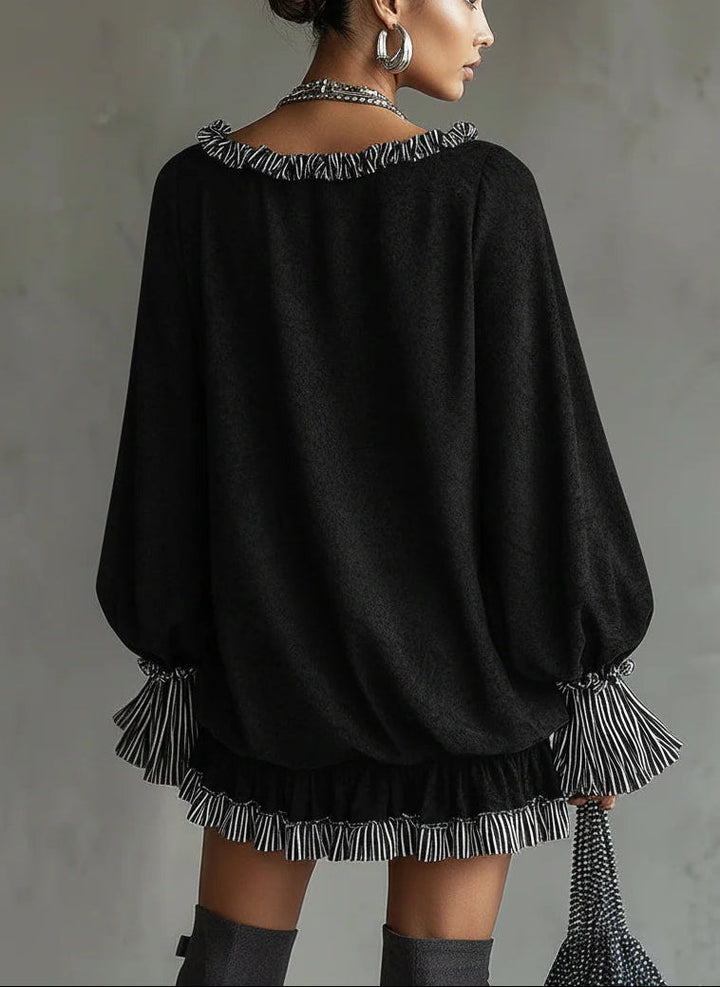 Noir Suede | Ruffled Mini Dress