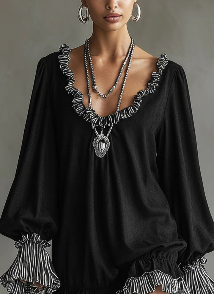 Noir Suede | Ruffled Mini Dress