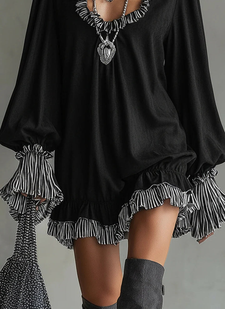 Noir Suede | Ruffled Mini Dress