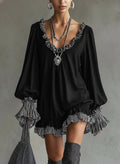 Noir Suede | Ruffled Mini Dress