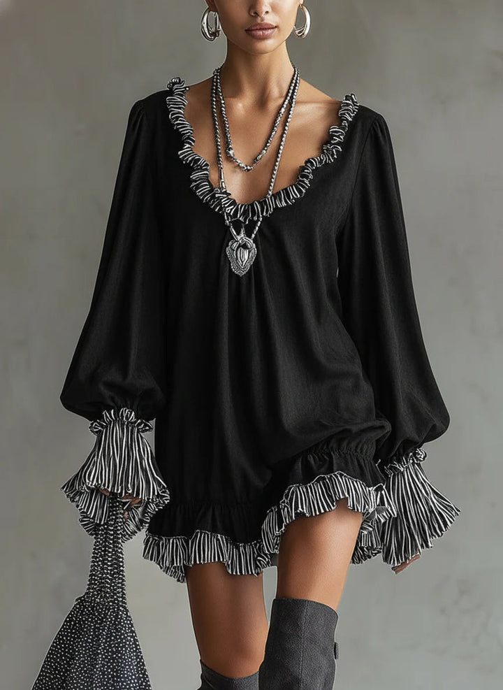 Noir Suede | Ruffled Mini Dress