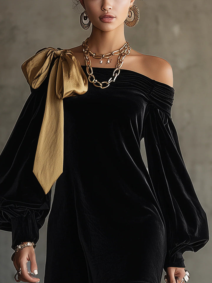 Grace | Black Velvet Mini Dress