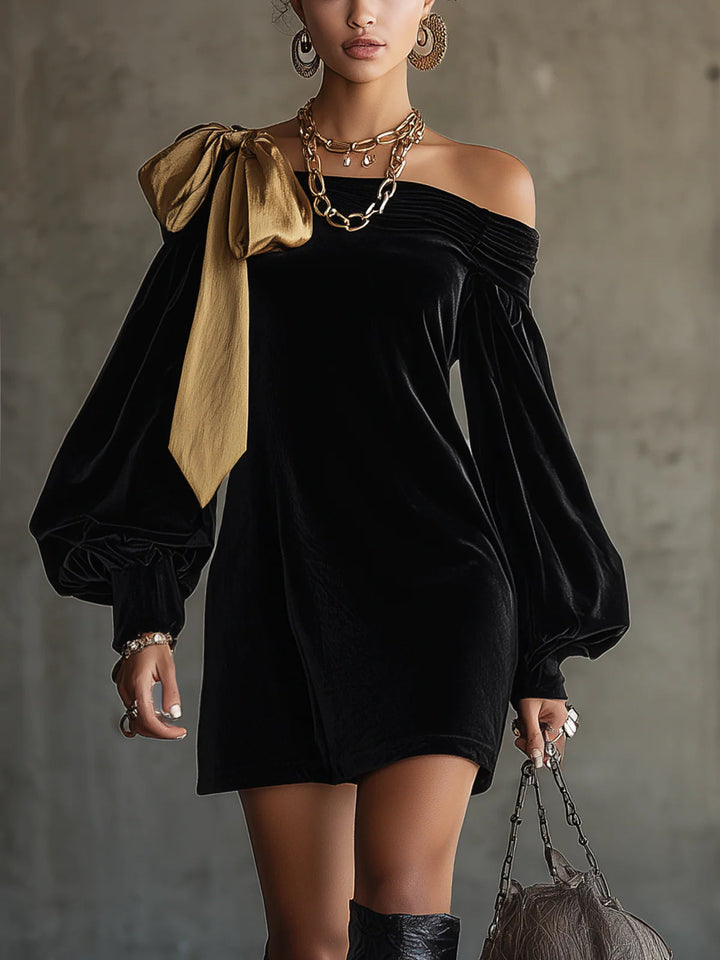 Grace | Black Velvet Mini Dress
