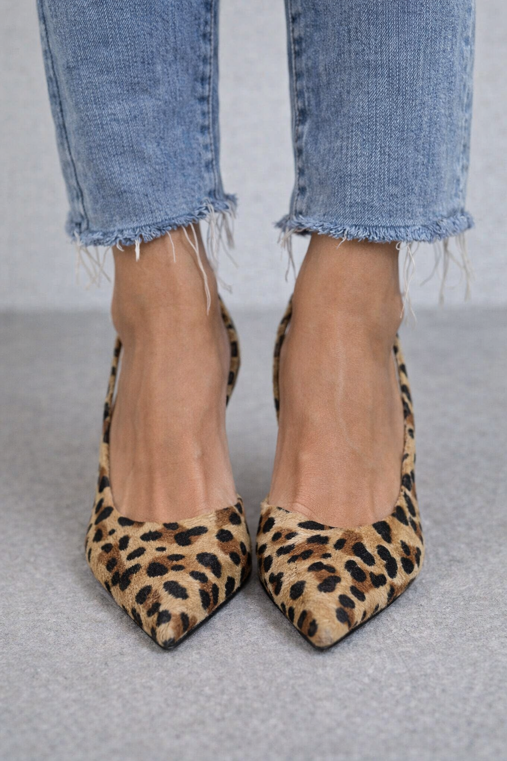 Maria | Pointed Toe Leopard Print Slingback Khaki Stiletto Heels