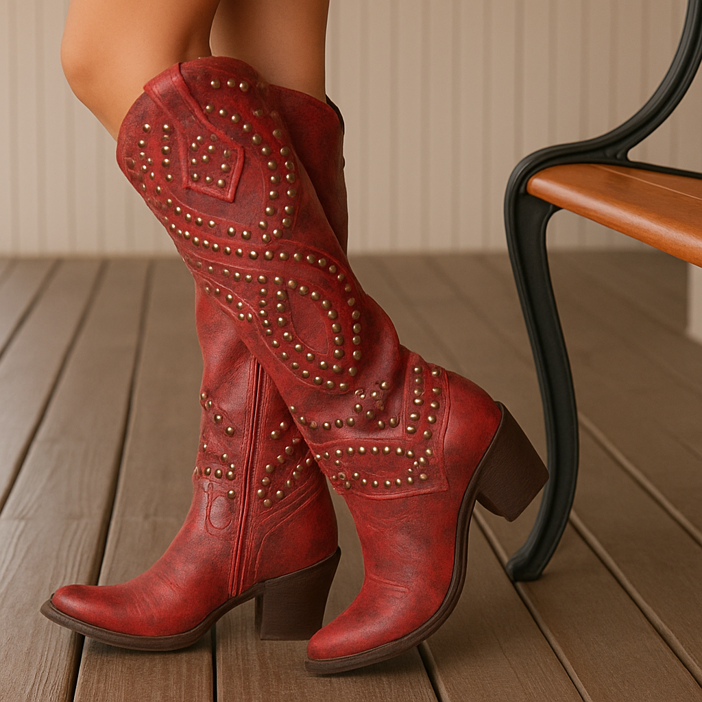 Renee | Western Studded Knee-High Boots