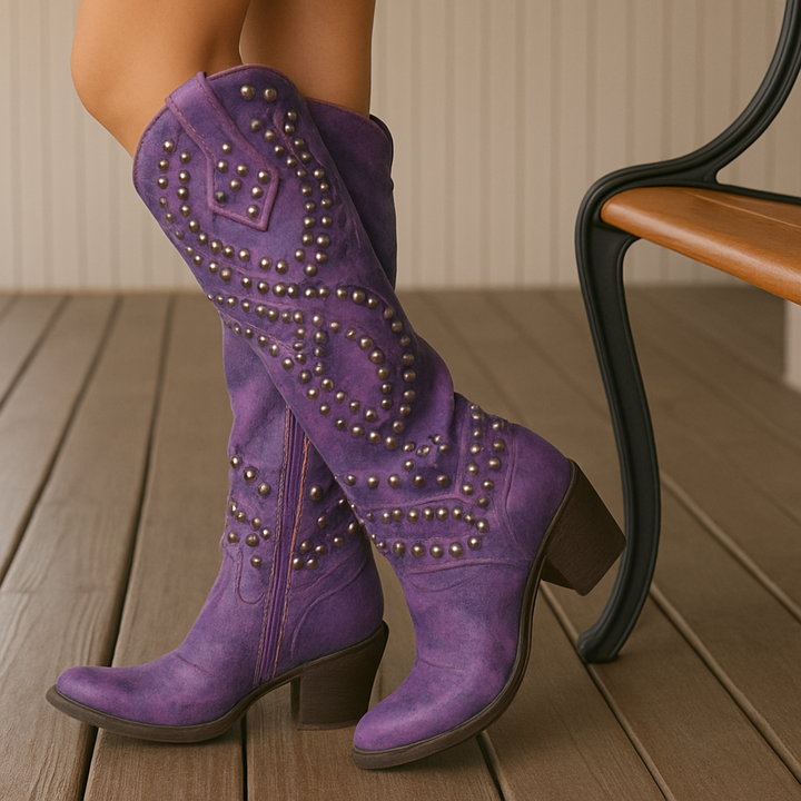 Renee | Western Studded Knee-High Boots