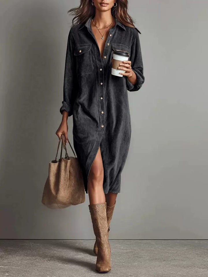 Abigail | Corduroy Loose-Fit Midi Dress