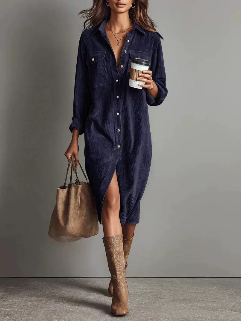 Abigail | Corduroy Loose-Fit Midi Dress