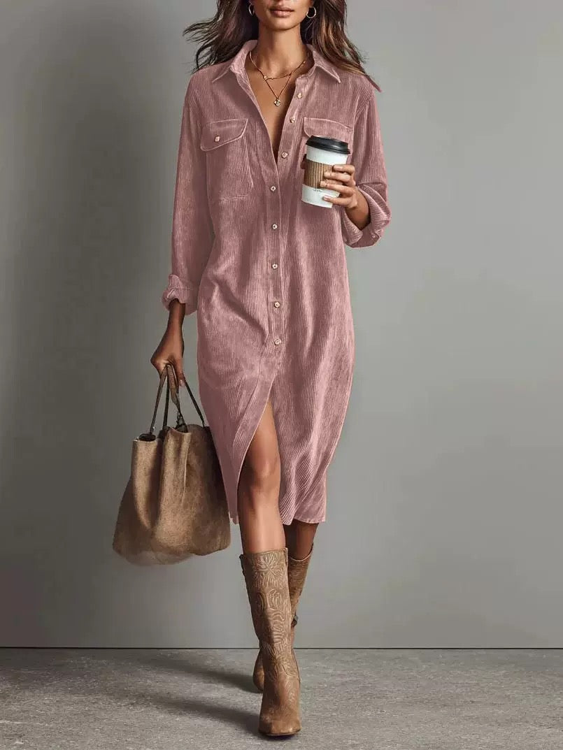 Abigail | Corduroy Loose-Fit Midi Dress