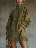 Sheri | Cozy Suede Fringe Dress