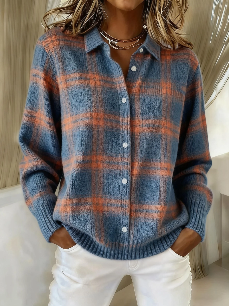 Mira™ – Soft Blouse with Check Pattern