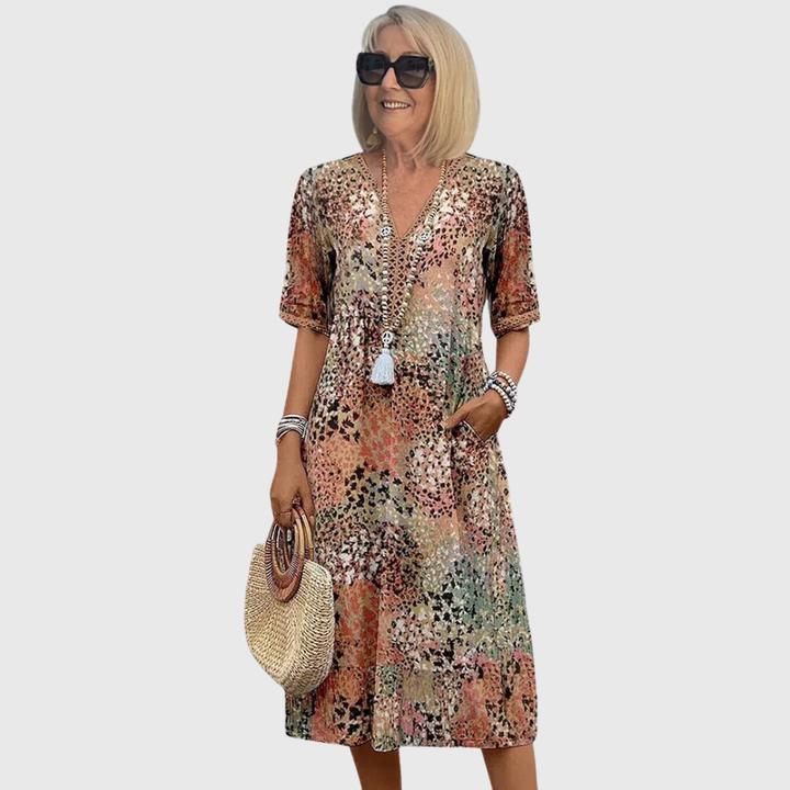 Helen | Elegant Floral Midi Dress