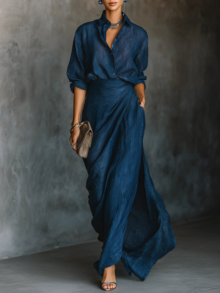 Evelyn | Elegant Shirt & Maxi Skirt Set