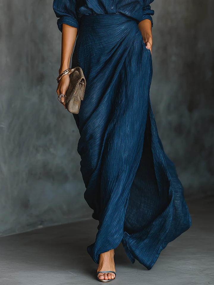 Evelyn | Elegant Shirt & Maxi Skirt Set
