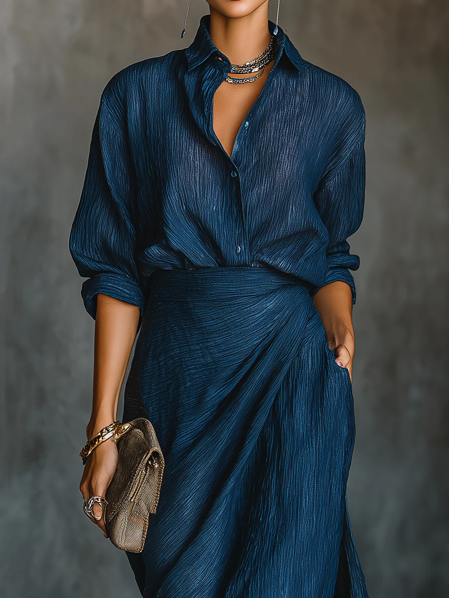 Evelyn | Elegant Shirt & Maxi Skirt Set