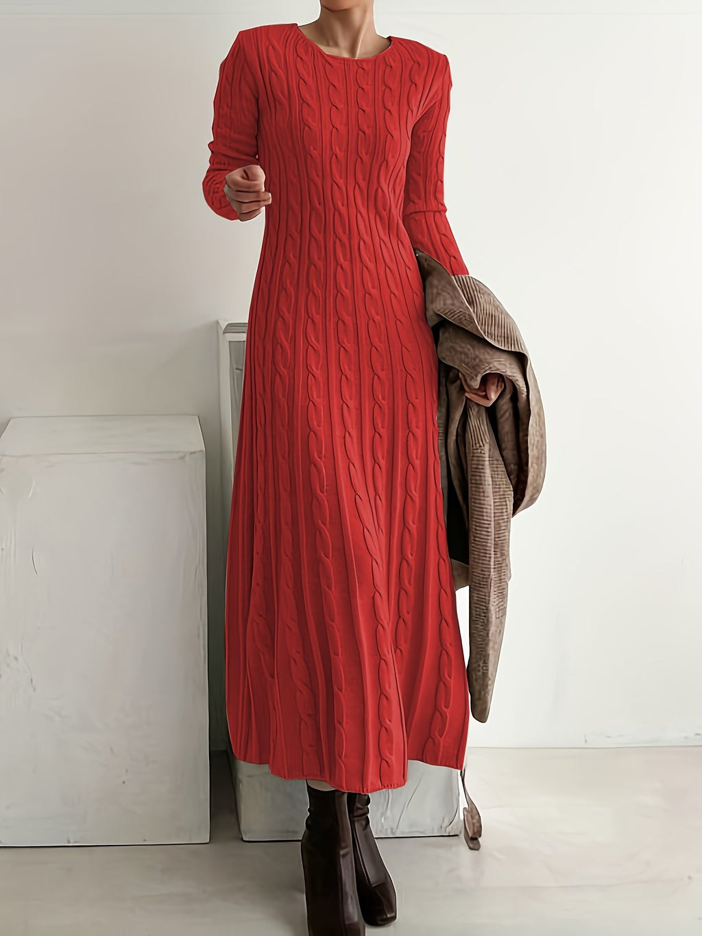 Evelyn | Cozy Cable-Knit Maxi Dress