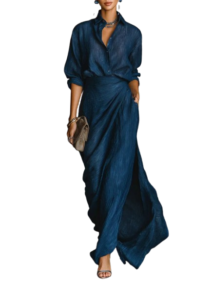 Evelyn | Elegant Shirt & Maxi Skirt Set